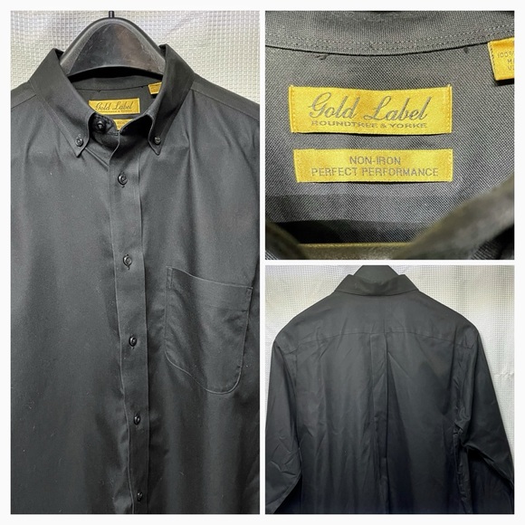 Roundtree & Yorke Other - Roundtree & Yorke Gold Label Men Black No-Iron Dress Shirt Size M Long Sleeve